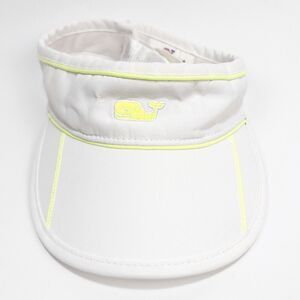 Vineyard Vines White Visor Hat Neon Yellow Trim Adjustable Golf Cap